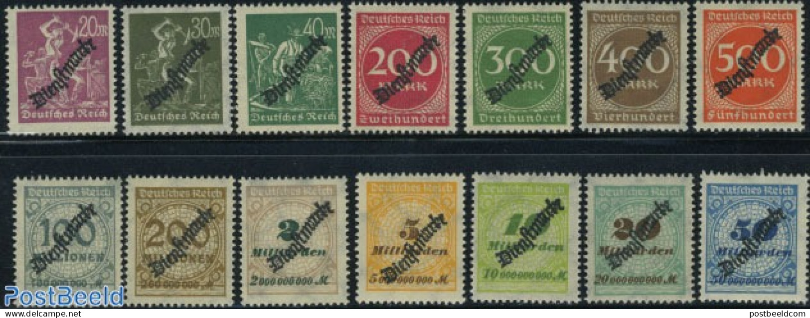 Germany, Empire 1923 On Service Overprints 14v, Unused (hinged) - Other & Unclassified