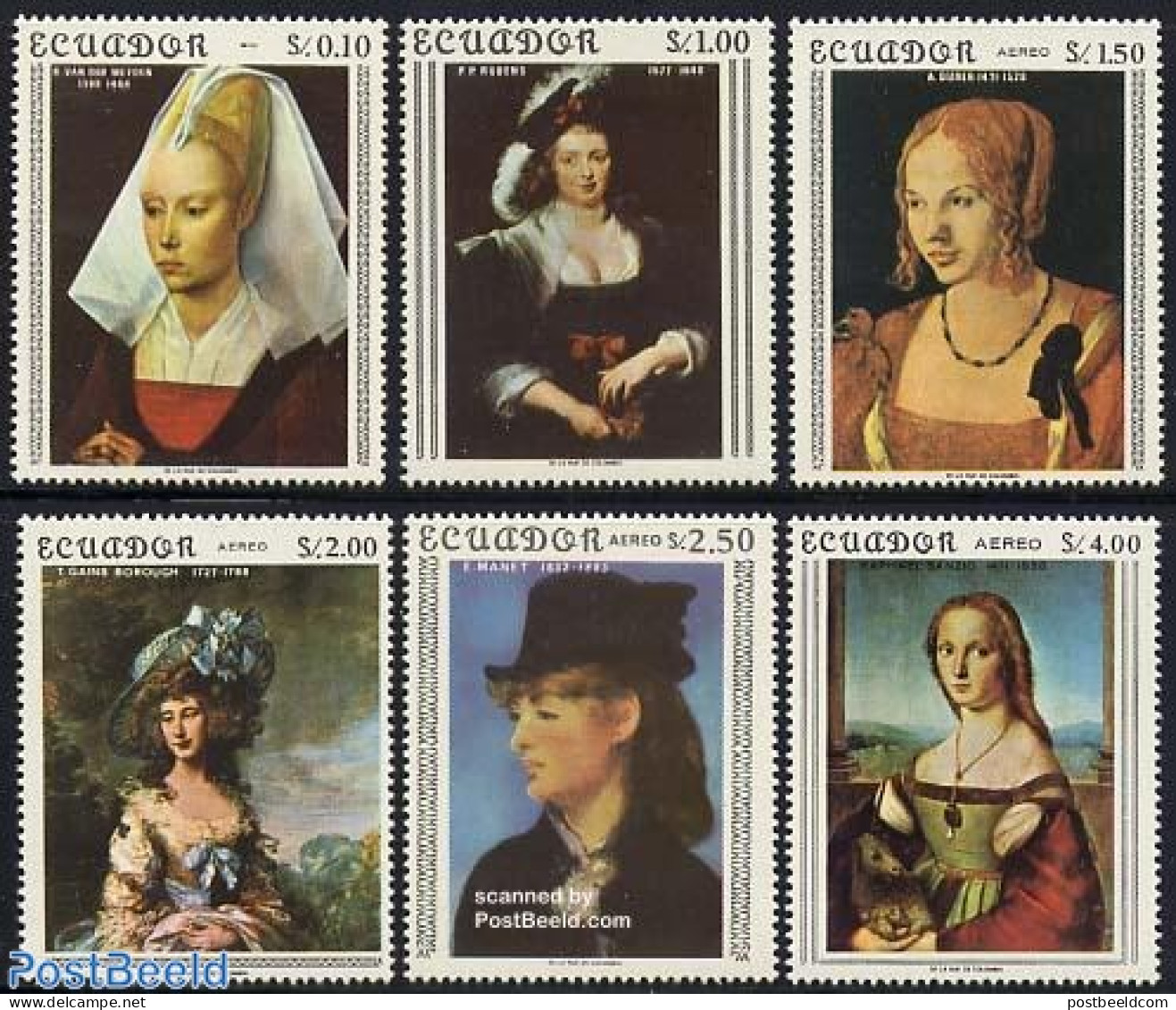 Ecuador 1967 Woman Paintings 6v, Mint NH, Art - Dürer, Albrecht - Modern Art (1850-present) - Paintings - Raphael - R.. - Equateur