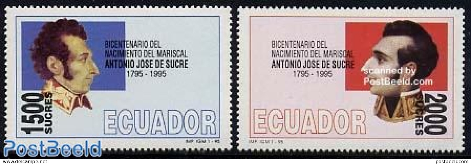 Ecuador 1995 A.J. De Sucre 2v, Mint NH - Ecuador