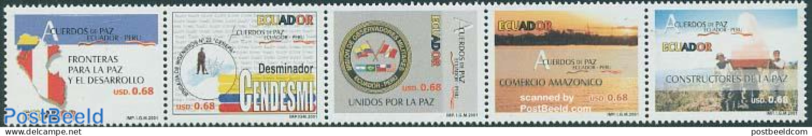 Ecuador 2001 Peace Treaty With Peru 5v [::::], Mint NH - Ecuador