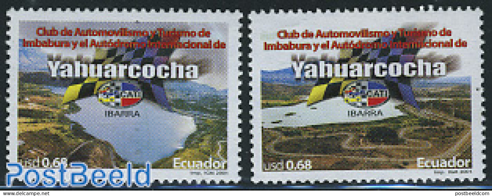 Ecuador 2001 Yahuarcocha Auto Club 2v, Mint NH, Sport - Autosports - Ecuador