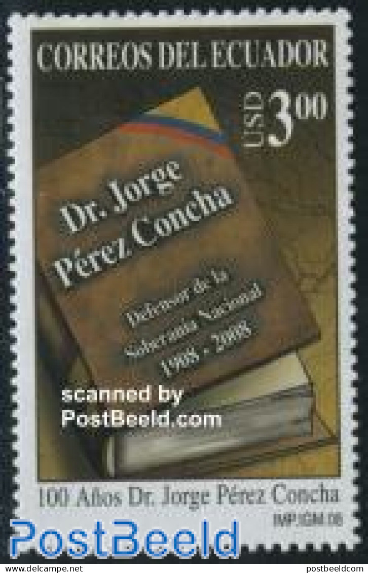Ecuador 2008 Dr. Jorge Perez Concha 1v, Mint NH, Art - Authors - Books - Ecrivains