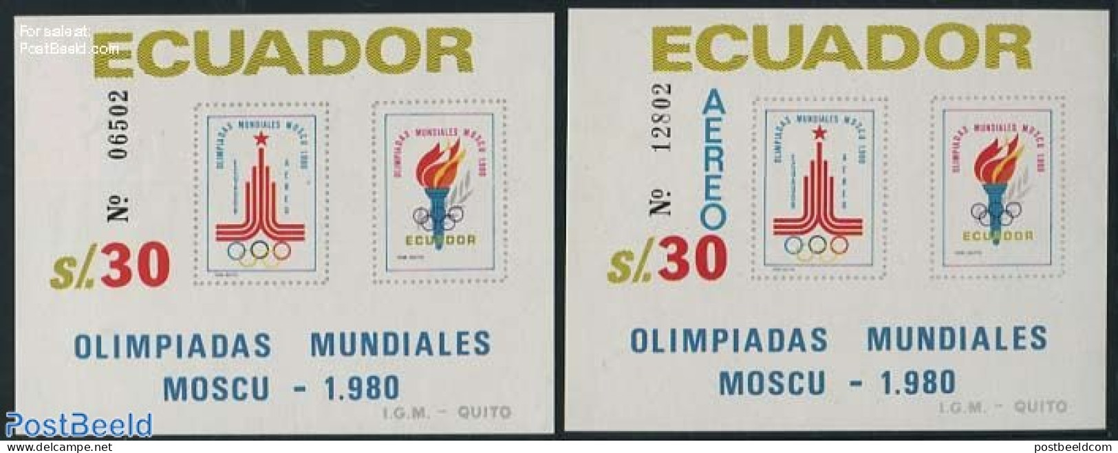 Ecuador 1980 Olympic Games 2 S/s, Mint NH, Sport - Olympic Games - Equateur