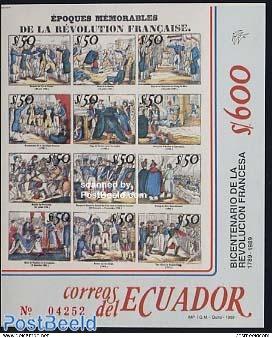 Ecuador 1989 French Revolution S/s, Mint NH, History - History - Art - Comics (except Disney) - Comics