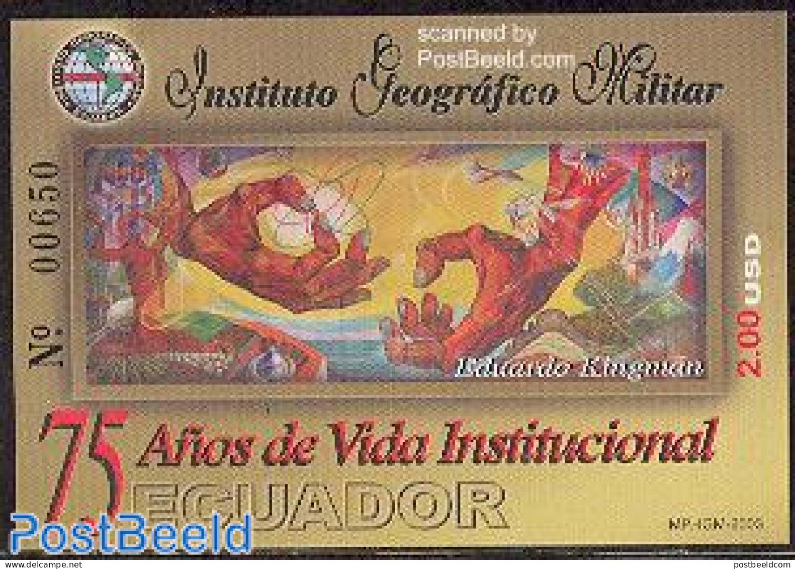 Ecuador 2003 Geographic Military Institute S/s, Mint NH, History - Militarism - Art - Paintings - Militaria