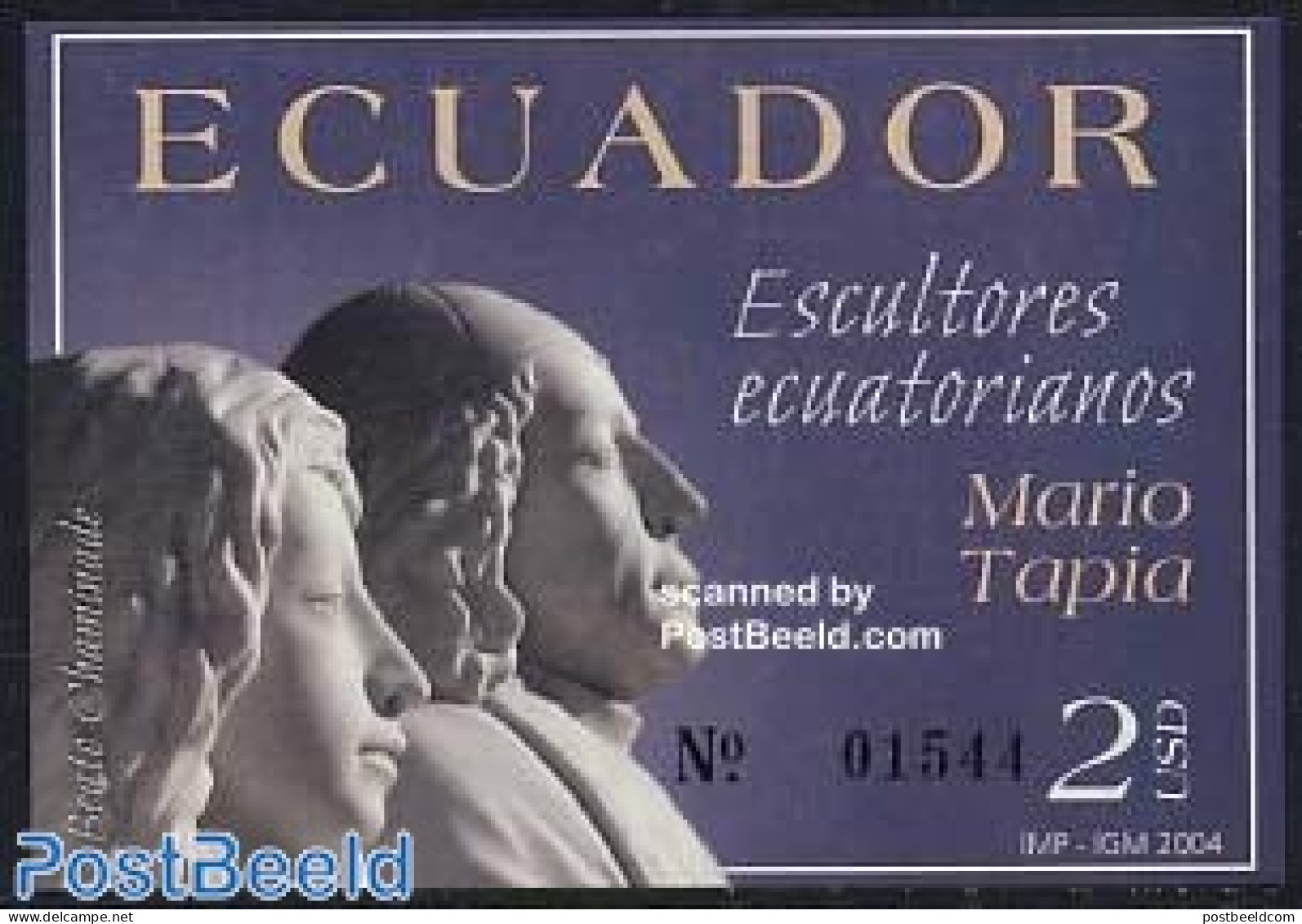 Ecuador 2004 Mario Tapia S/s, Mint NH, Sculpture - Skulpturen