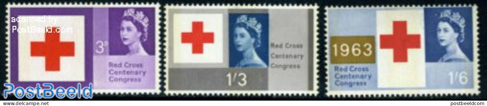 Great Britain 1963 Red Cross 3v, Phosphor, Unused (hinged), Health - Red Cross - Unused Stamps
