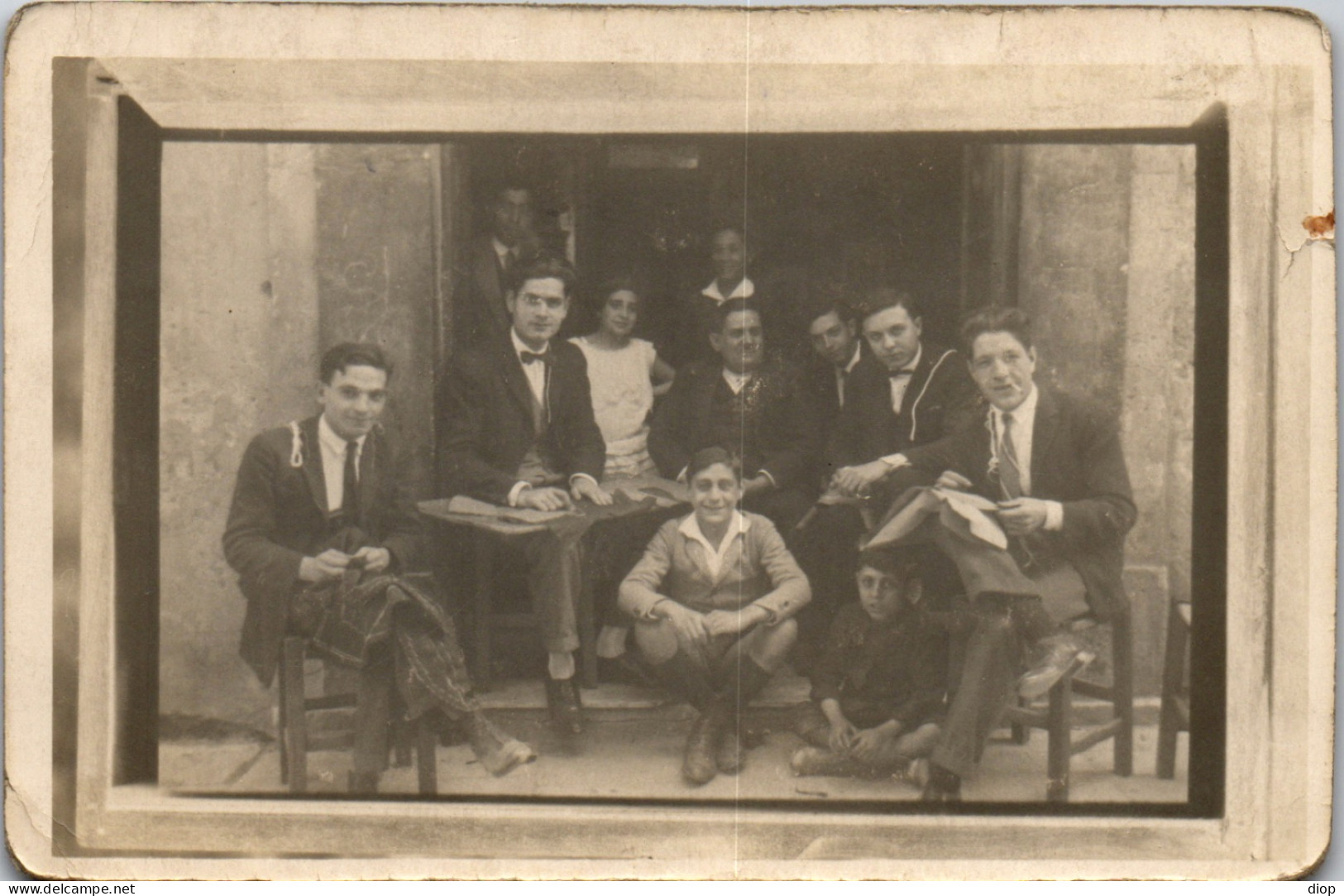 CP Carte Photo D&#039;&eacute;poque Photographie Vintage Groupe Mode Italie Firenze Italia - Couples