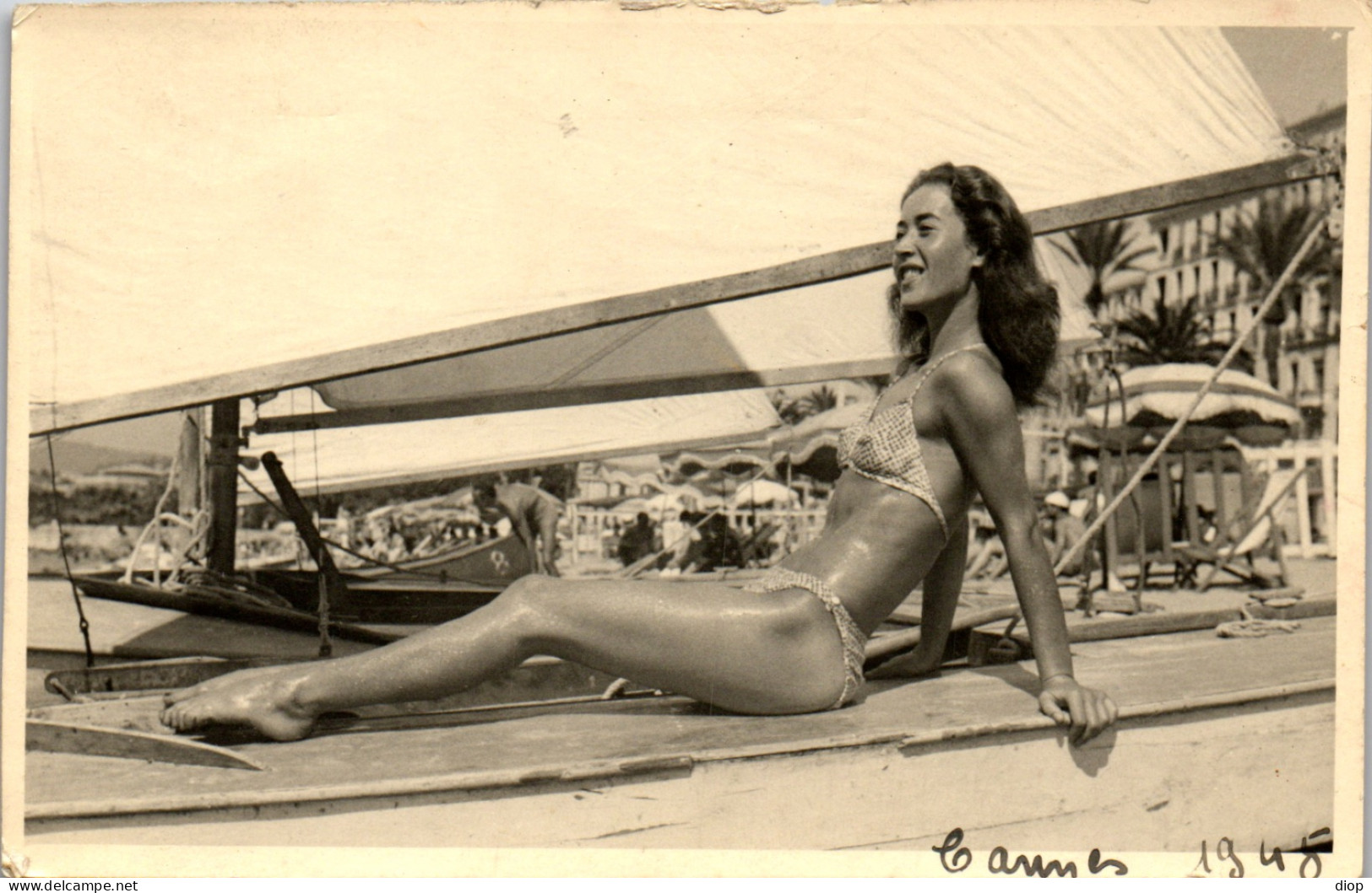 CP Carte Photo D&#039;&eacute;poque Photographie Vintage Plage Maillot De Bain Femme Pin Up - Unclassified