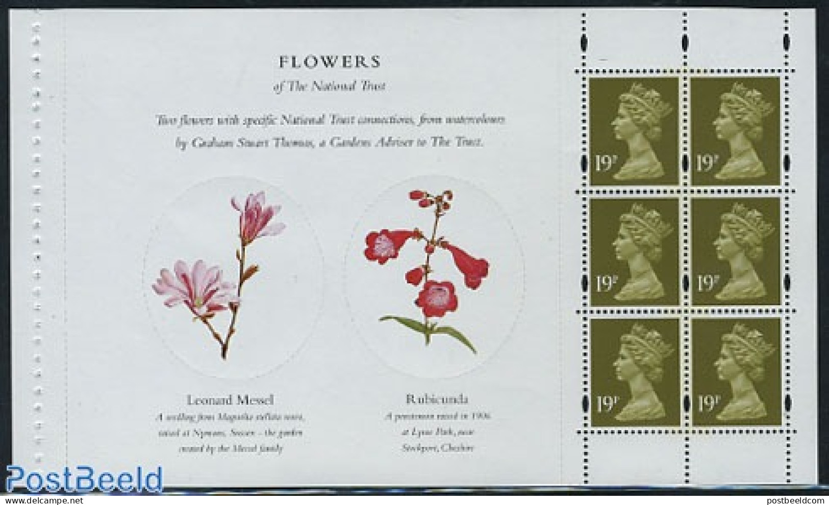 Great Britain 1995 National Trust Booklet Pane, Mint NH, Nature - Flowers & Plants - Neufs