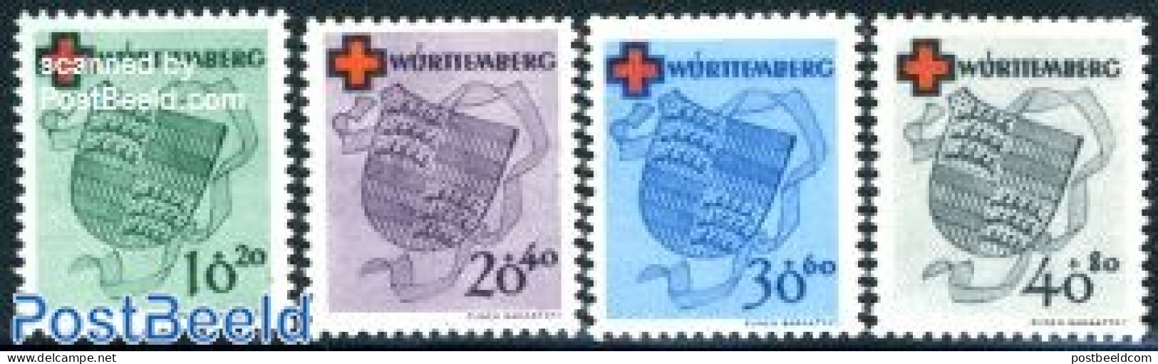 Germany, French Zone 1949 Wurttemberg, Red Cross 4v, Mint NH, Health - Red Cross - Rotes Kreuz