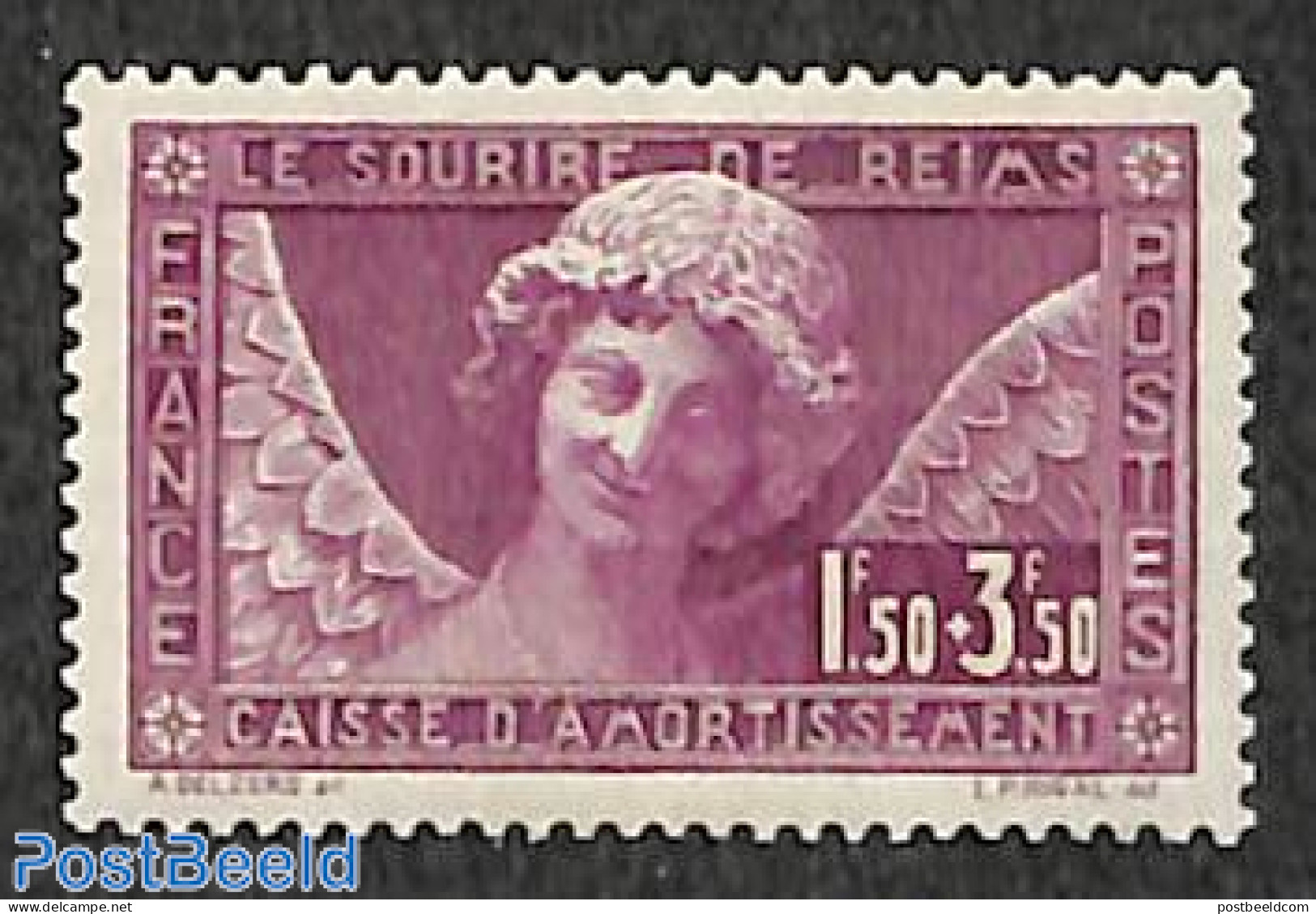 France 1930 National Cash 1v, Mint NH, Religion - Angels - Art - Sculpture - Nuevos