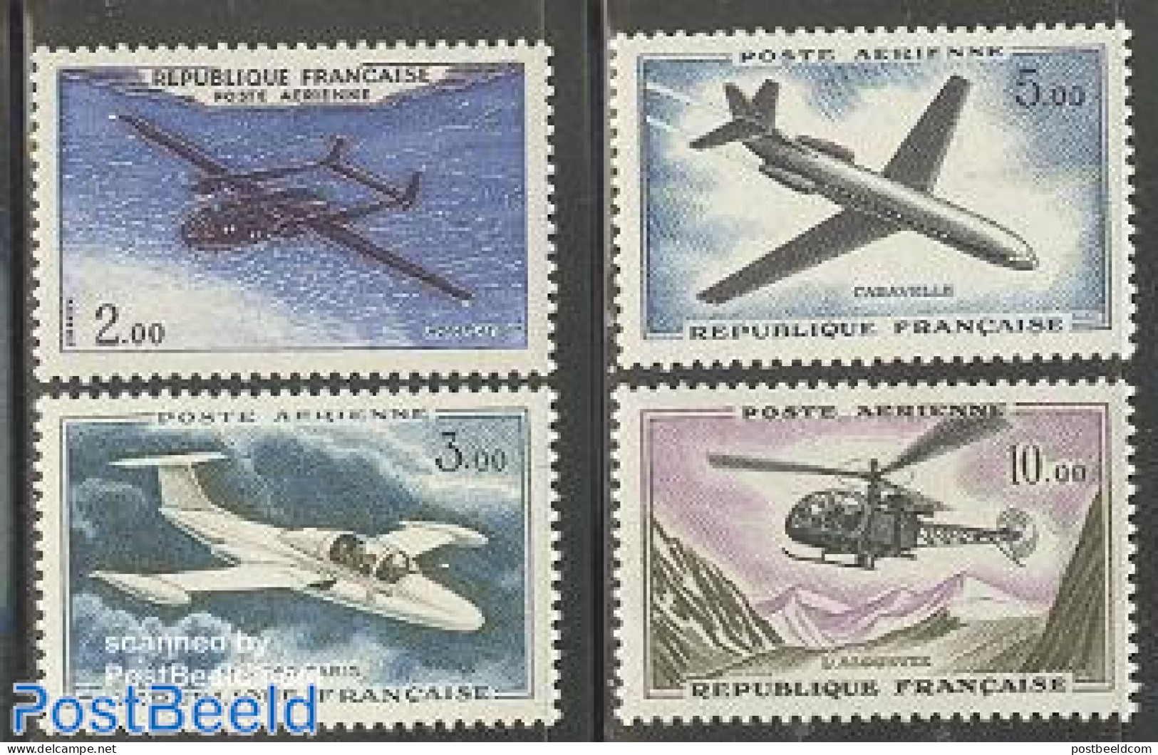 France 1960 Airmail Definitives 4v, Mint NH, Transport - Helicopters - Aircraft & Aviation - Ungebraucht