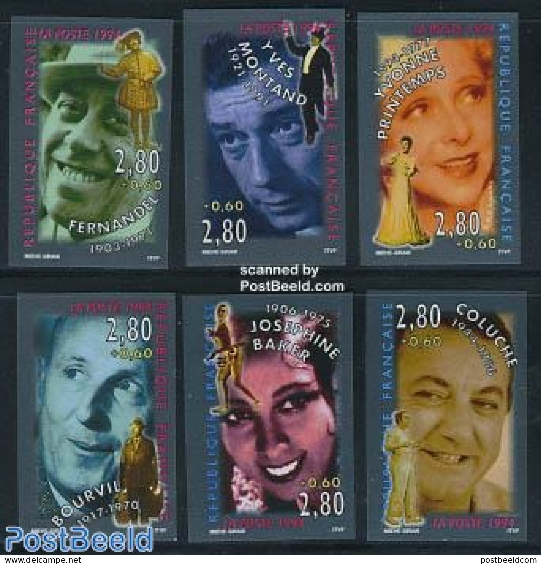 France 1994 Film Stars 6v Imperforated, Mint NH, Photography - Ungebraucht