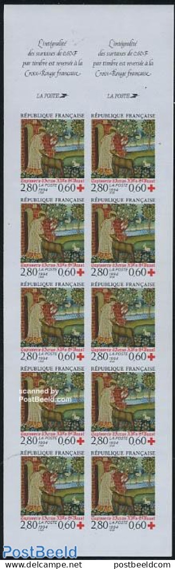 France 1994 Red Cross Imperforated Booklet Pane, Mint NH, Health - Nature - Red Cross - Animals (others & Mixed) - Rab.. - Unused Stamps