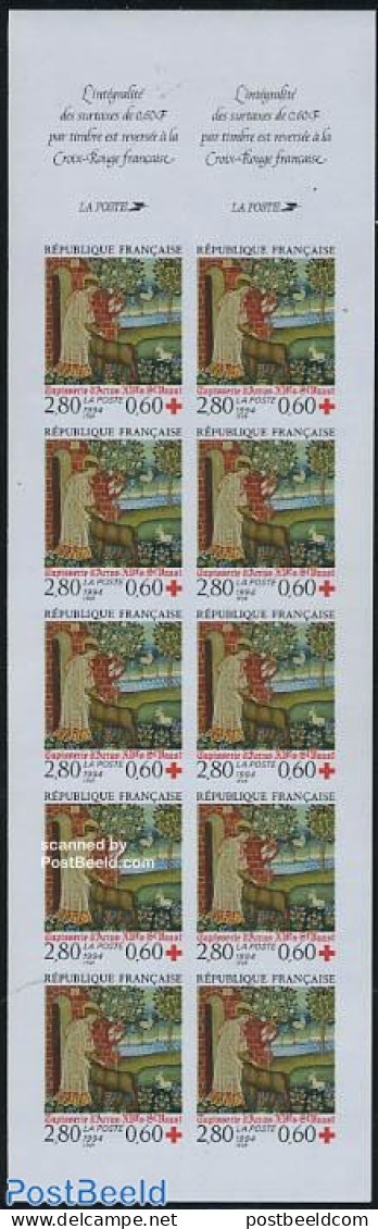 France 1994 Red Cross Imperforated Booklet Pane, Mint NH, Health - Nature - Red Cross - Animals (others & Mixed) - Rab.. - Ungebraucht