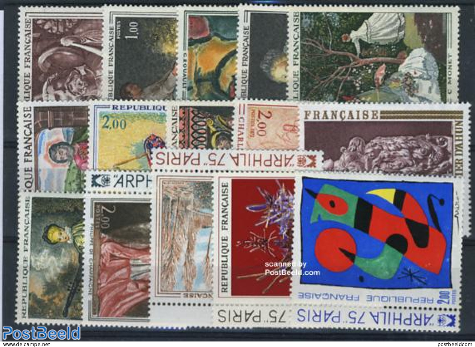 France 1975 Art Stamps France 1971/1975 (15 Stamps), Mint NH, Art - Paintings - Nuevos