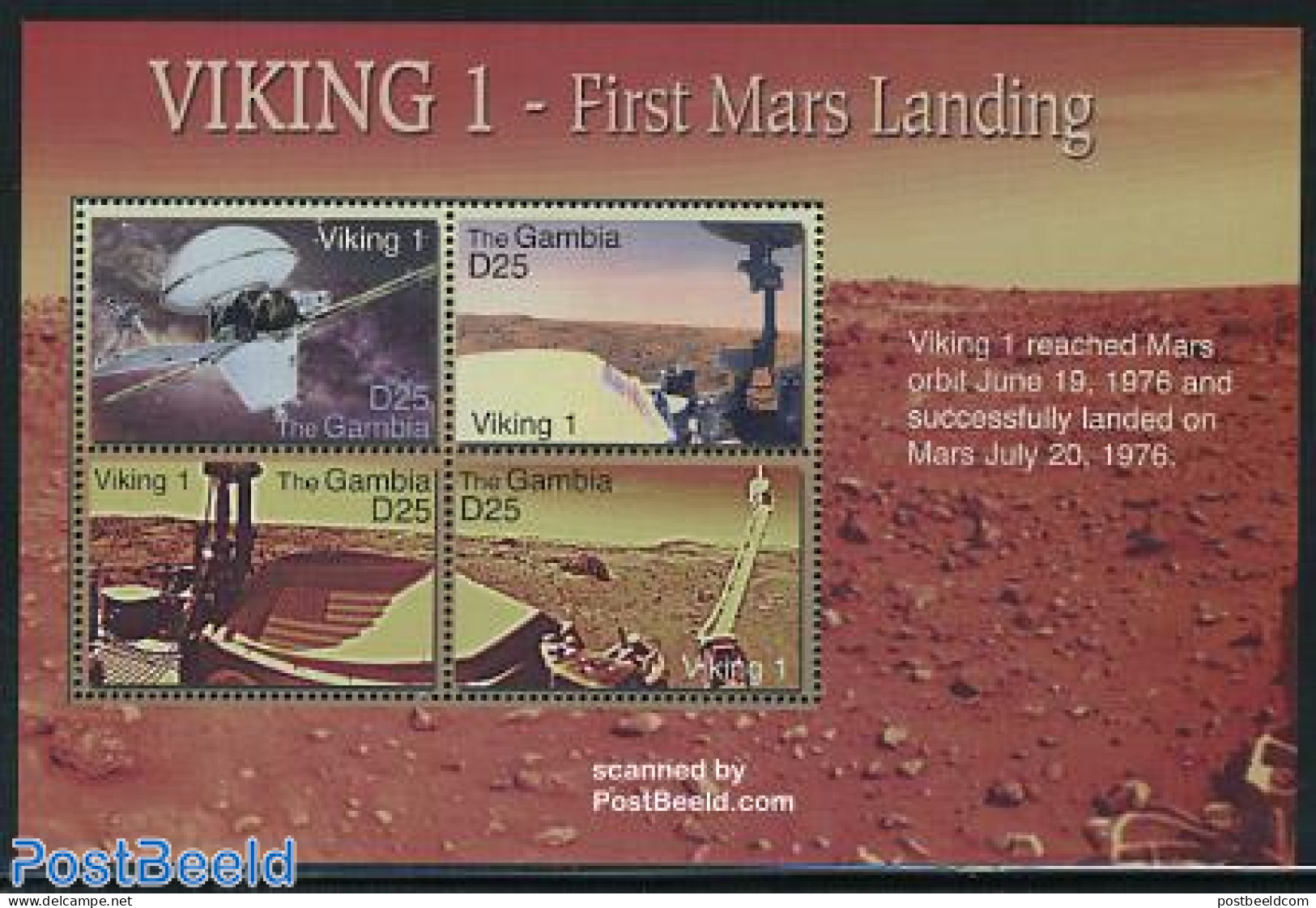 Gambia 2007 Viking 1 4v M/s, Mint NH, Transport - Space Exploration - Gambia (...-1964)