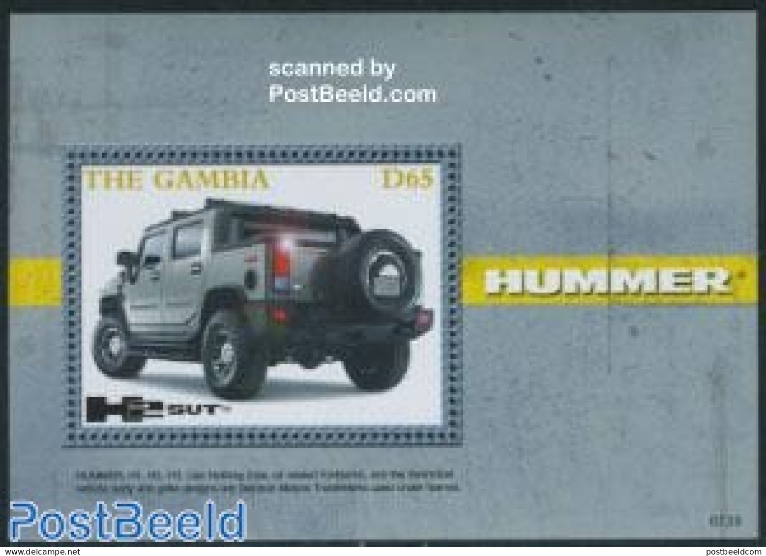 Gambia 2007 Hummer S/s, Mint NH, Transport - Automobiles - Autos