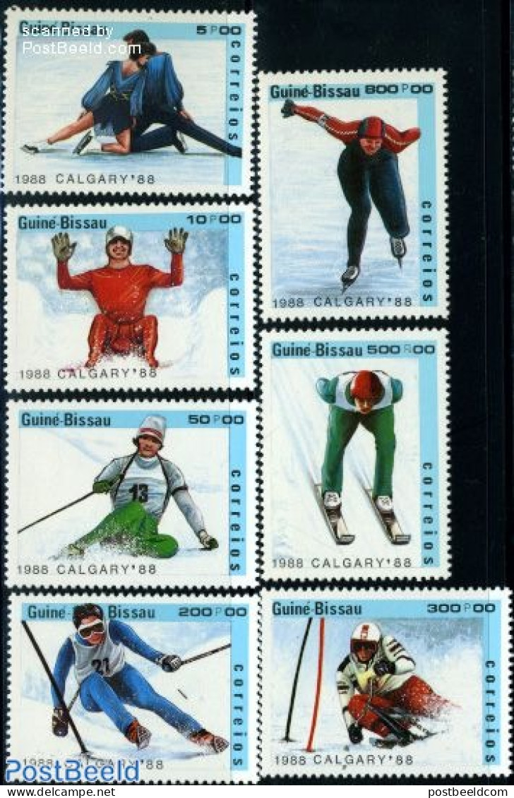 Guinea Bissau 1988 Olympic Winter Games 7v, Mint NH, Sport - Olympic Winter Games - Skating - Skiing - Skiing