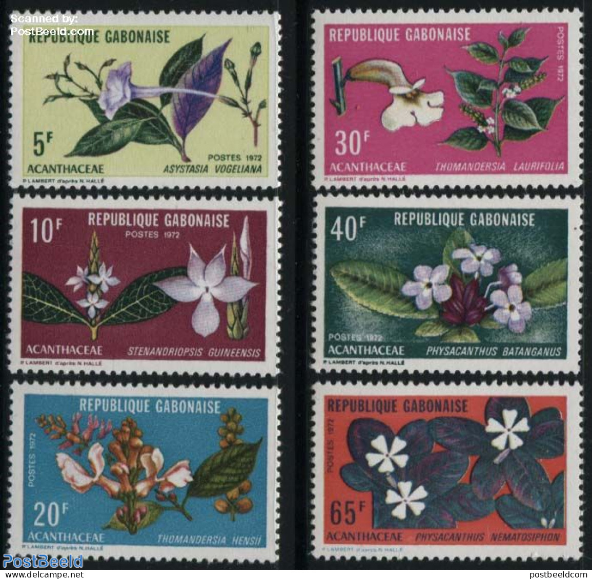 Gabon 1972 Flowers 6v, Mint NH, Nature - Flowers & Plants - Neufs