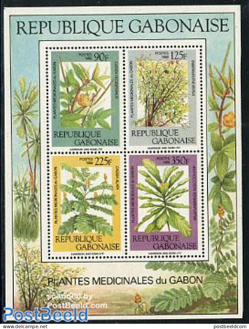 Gabon 1988 Medical Plants S/s, Mint NH, Health - Nature - Health - Flowers & Plants - Neufs