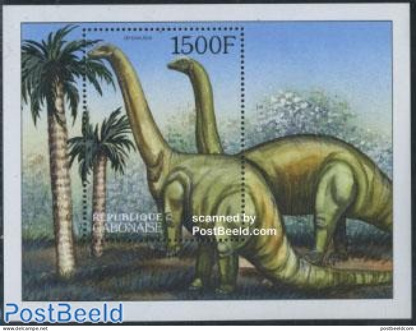 Gabon 2000 Cetiosaurus S/s, Mint NH, Nature - Prehistoric Animals - Neufs