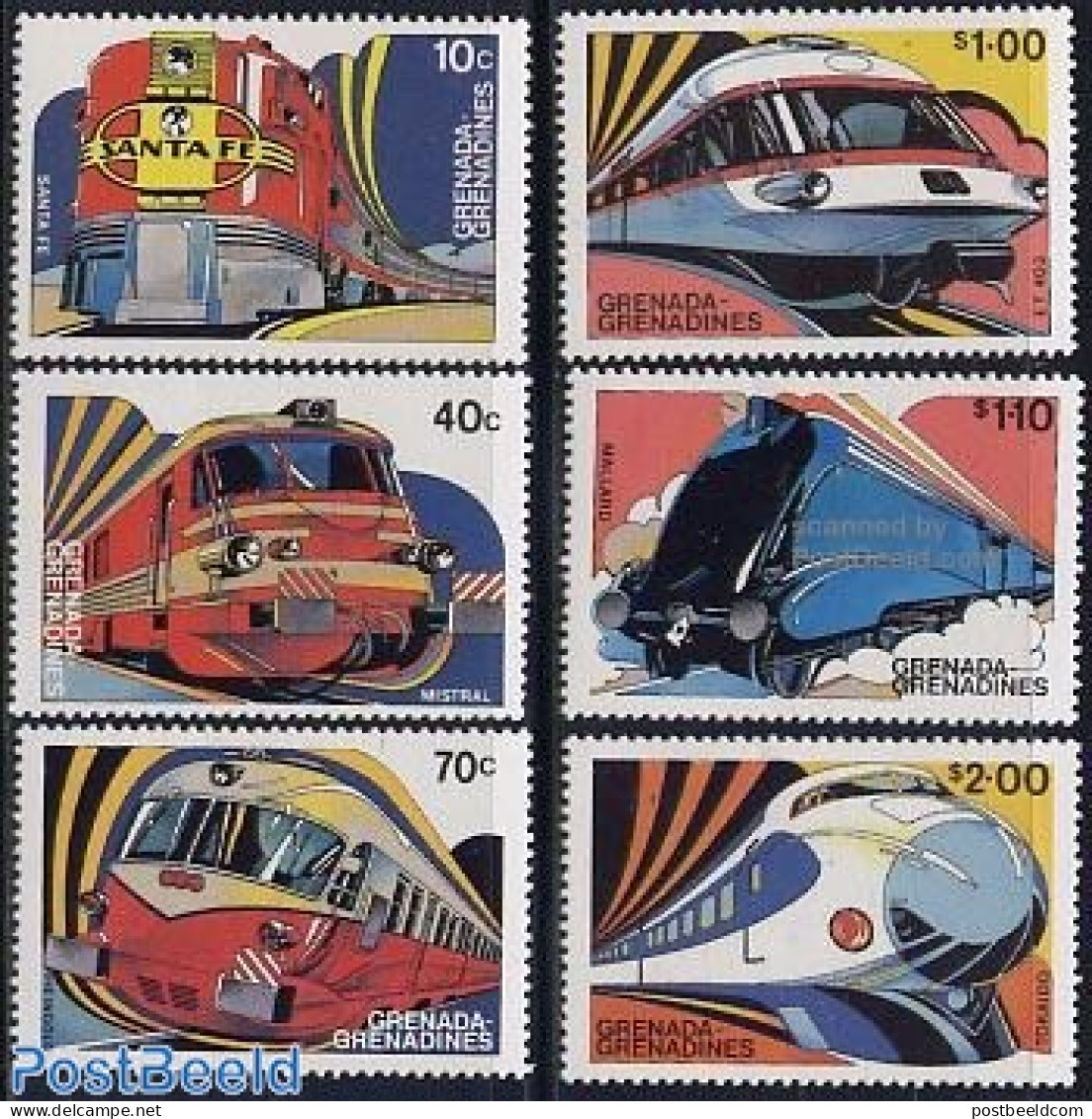 Grenada Grenadines 1982 Famous Trains 6v, Mint NH, Transport - Railways - Trains