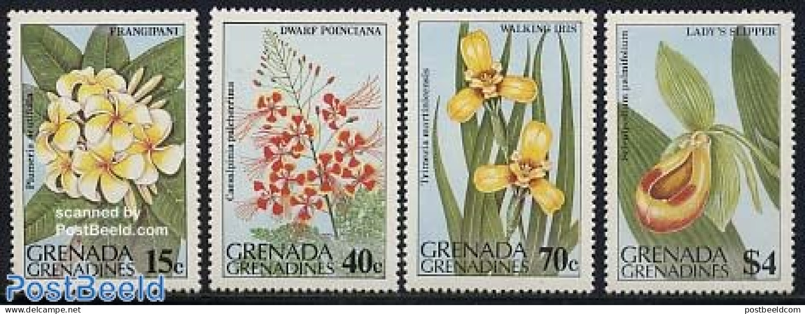 Grenada Grenadines 1984 Flowers 4v, Mint NH, Nature - Flowers & Plants - Grenada (1974-...)