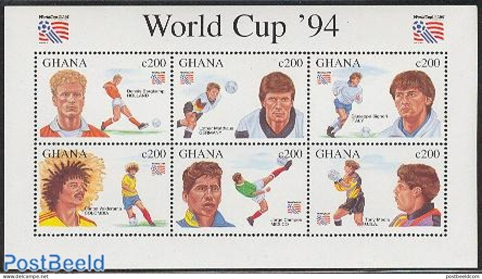 Ghana 1994 World Cup Football 6v M/s, Mint NH, History - Sport - Germans - Netherlands & Dutch - Football - Géographie