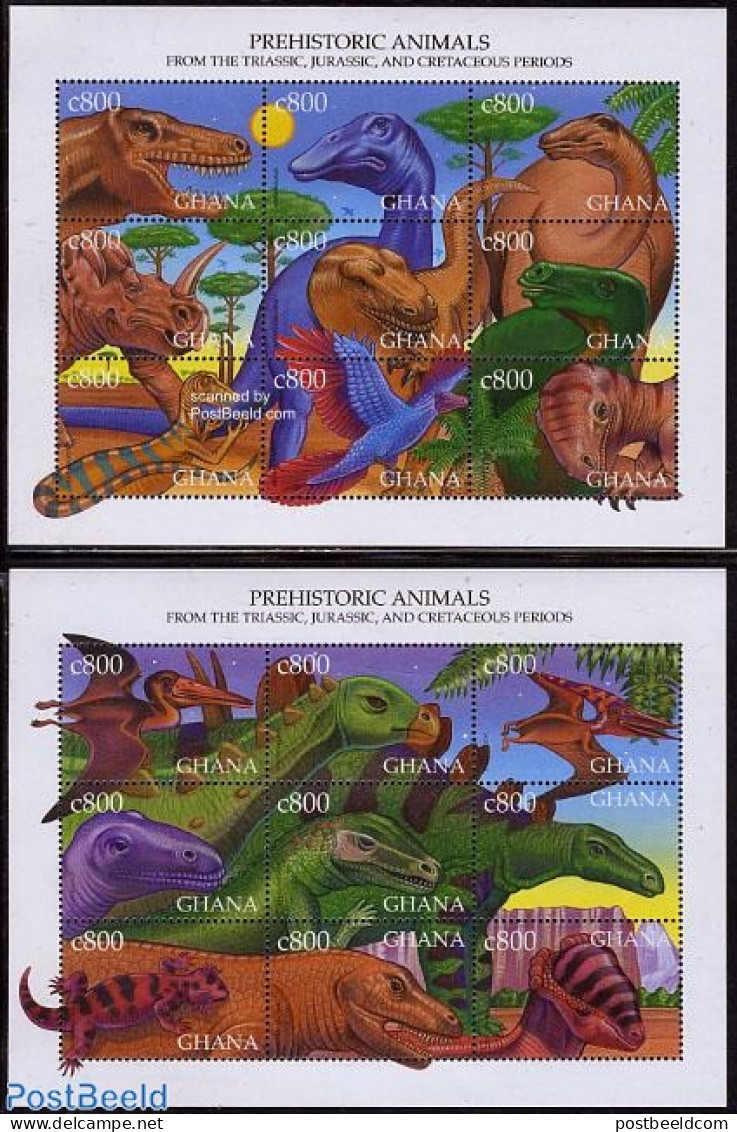 Ghana 1999 Preh. Animals 18v (2 M/s), Mint NH, Nature - Prehistoric Animals - Prehistorics
