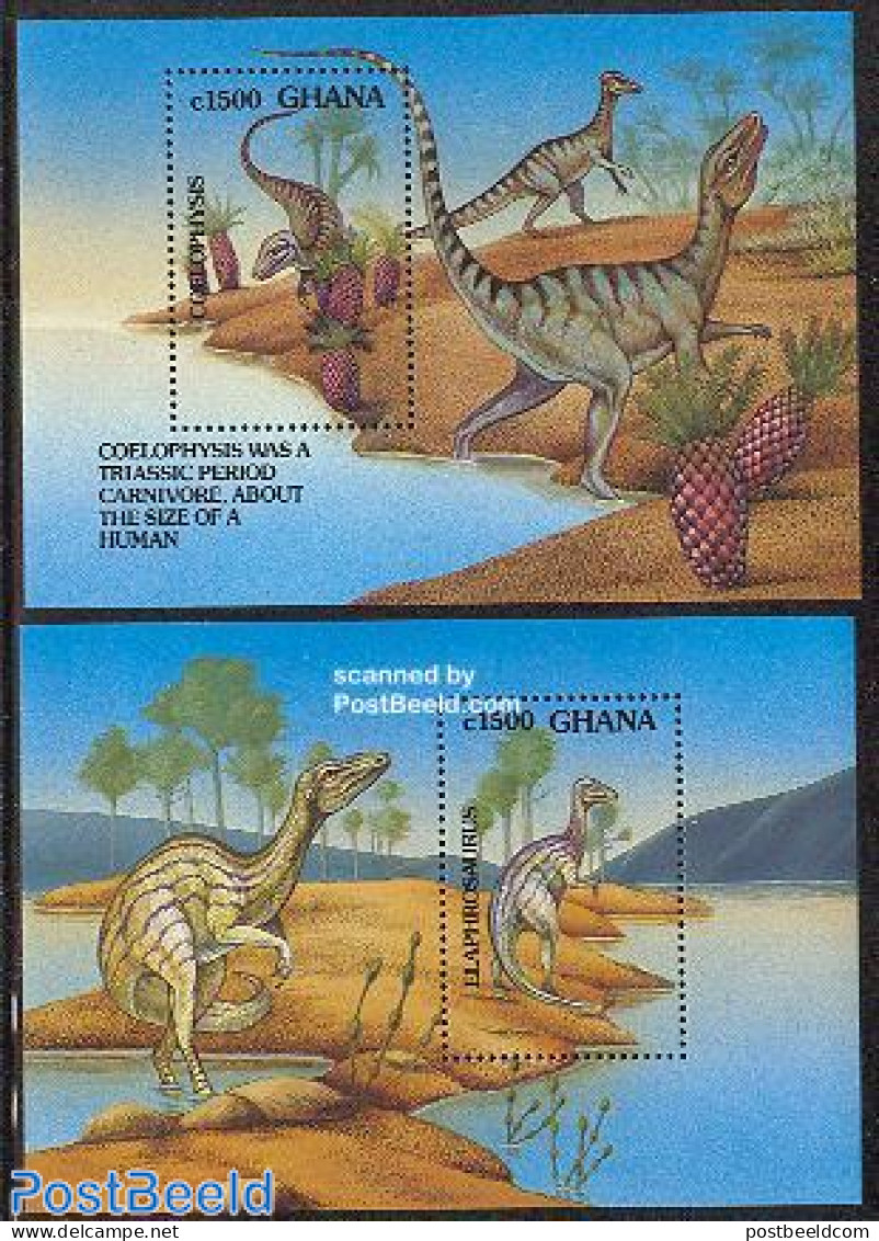 Ghana 1992 Prehistoric Animals 2 S/s, Mint NH, Nature - Prehistoric Animals - Préhistoriques