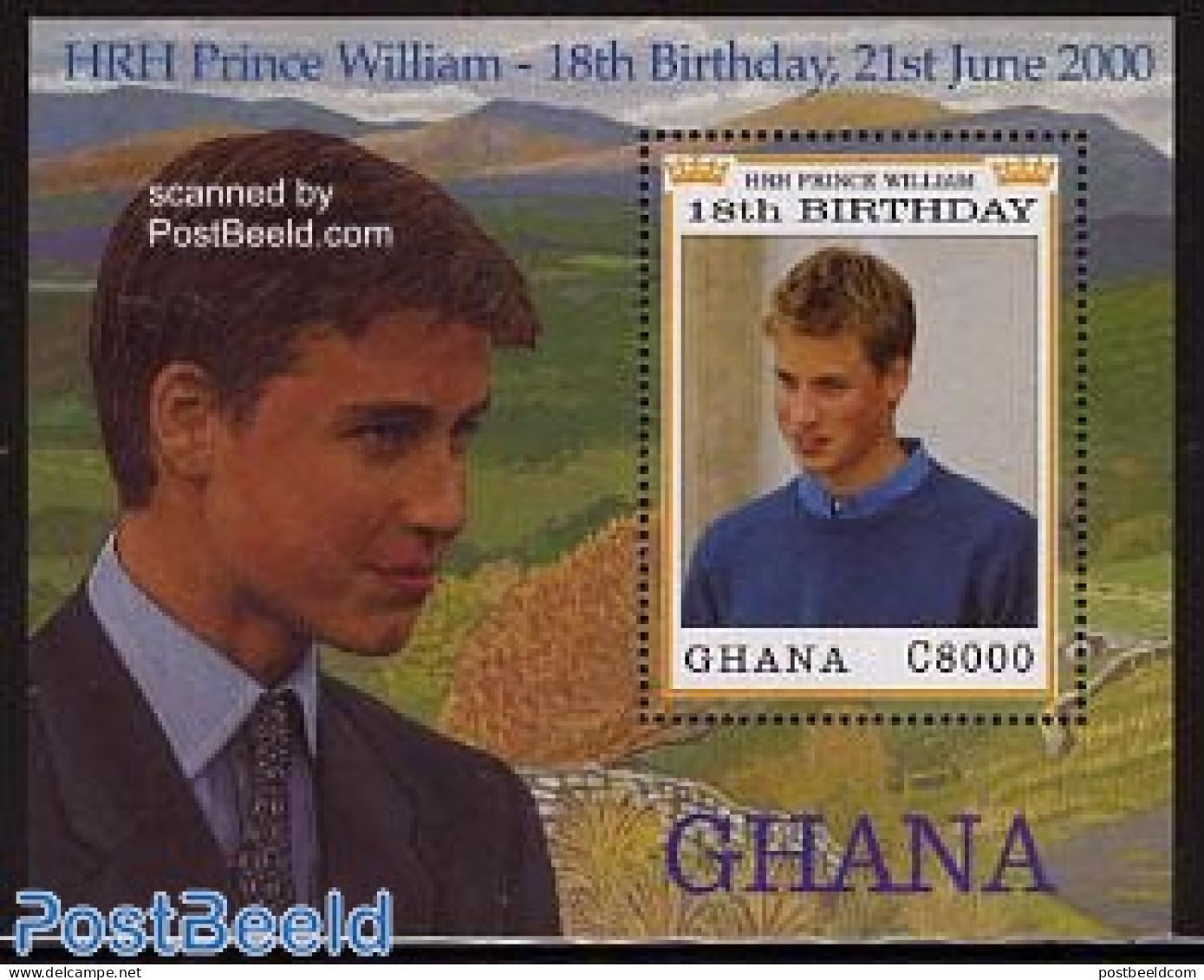 Ghana 2000 Prince William S/s, Mint NH, History - Kings & Queens (Royalty) - Familles Royales