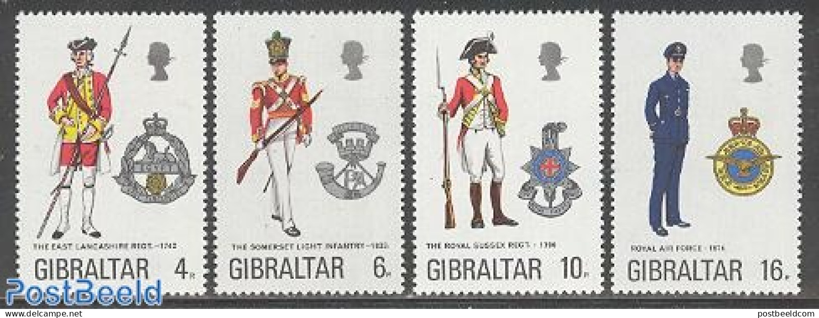 Gibraltar 1974 Uniforms 4v, Mint NH, Various - Uniforms - Costumes