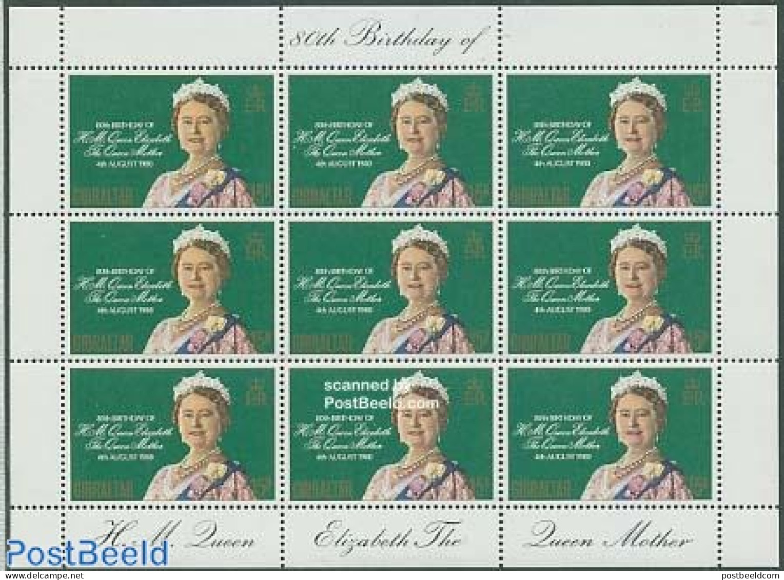 Gibraltar 1980 Queen Mother M/s, Mint NH, History - Kings & Queens (Royalty) - Royalties, Royals