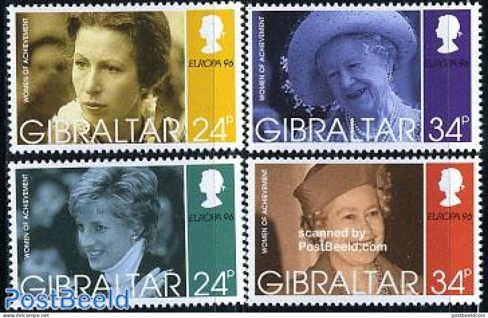 Gibraltar 1996 Europa, Famous Women 4v, Mint NH, History - Europa (cept) - Kings & Queens (Royalty) - Familles Royales