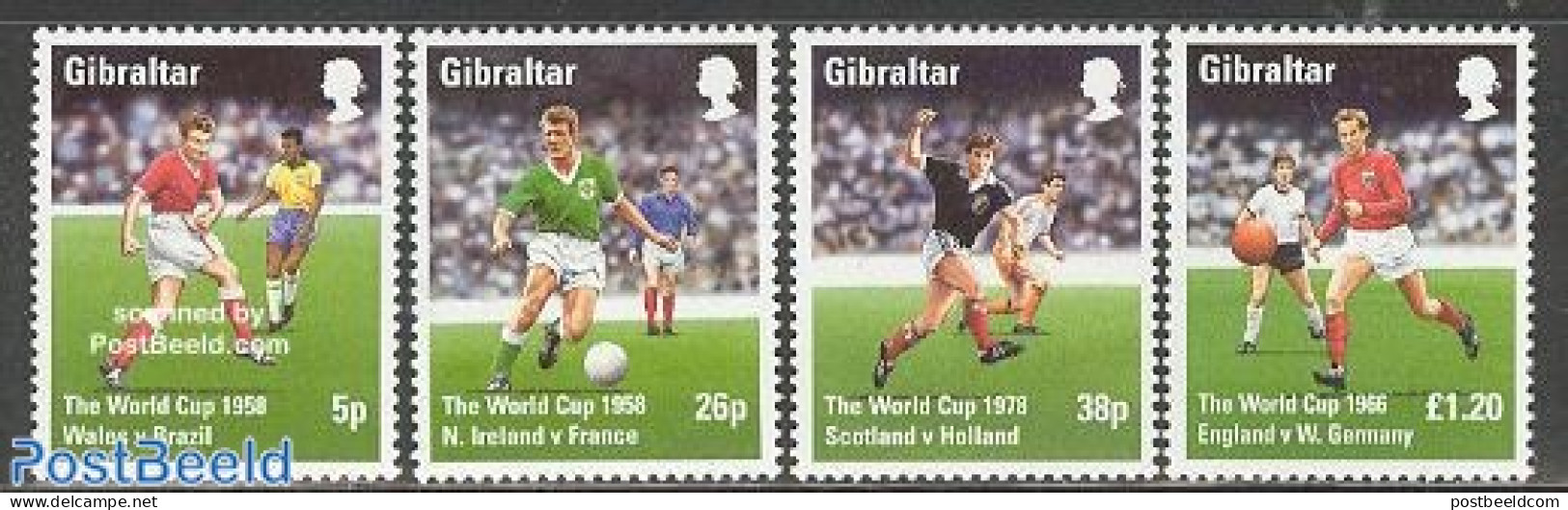 Gibraltar 1998 World Cup Football France 4v, Mint NH, Sport - Football - Gibraltar