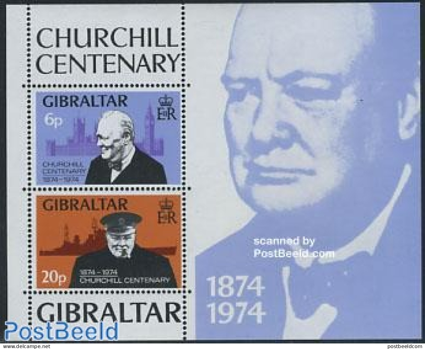 Gibraltar 1974 Sir Winston Churchill S/s, Mint NH, History - Transport - Churchill - Ships And Boats - Sir Winston Churchill