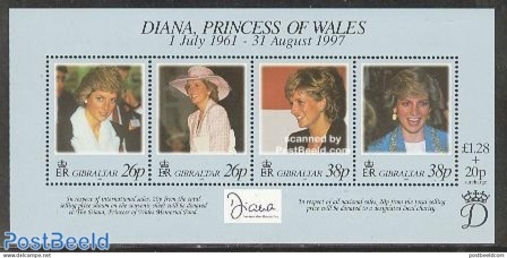 Gibraltar 1998 Death Of Diana S/s, Mint NH, History - Charles & Diana - Kings & Queens (Royalty) - Royalties, Royals