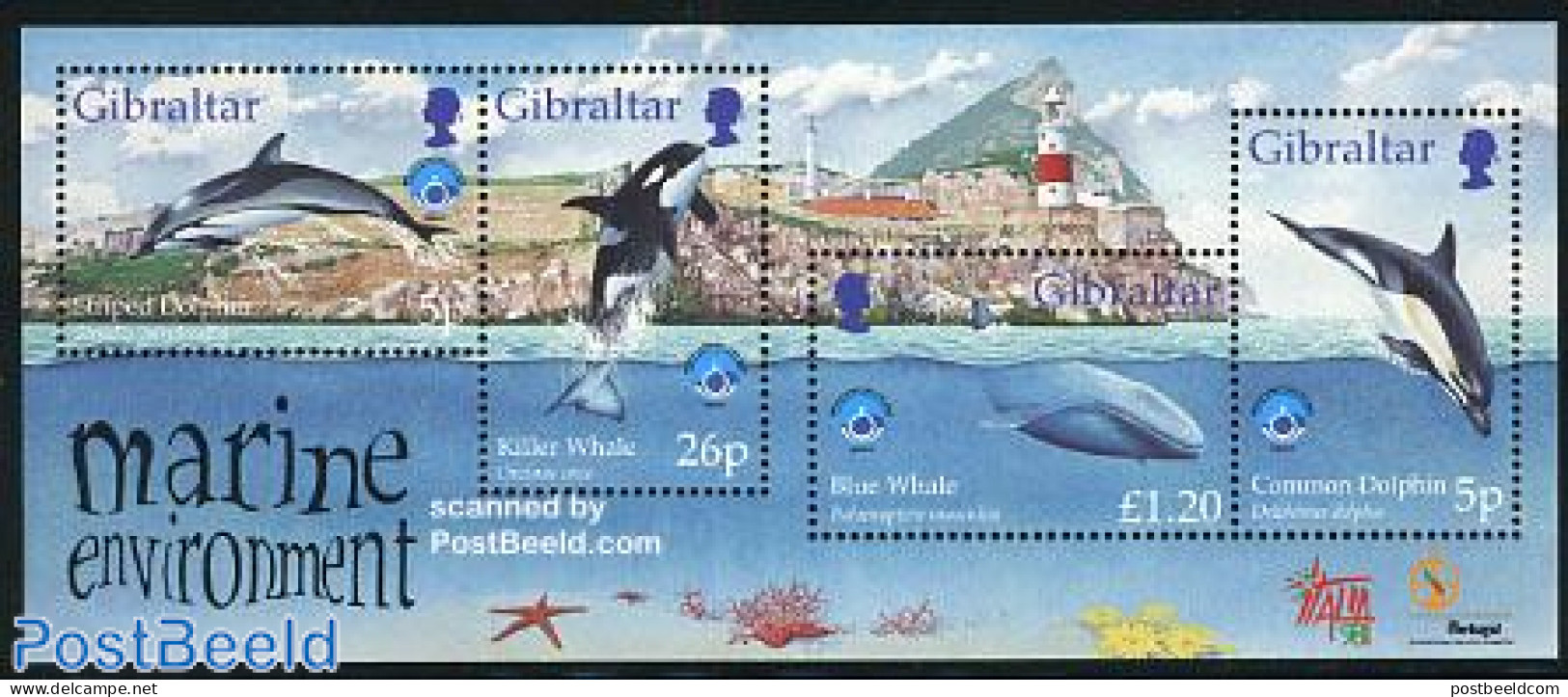 Gibraltar 1998 International Ocean Year S/s, Mint NH, Nature - Various - Sea Mammals - Lighthouses & Safety At Sea - Phares