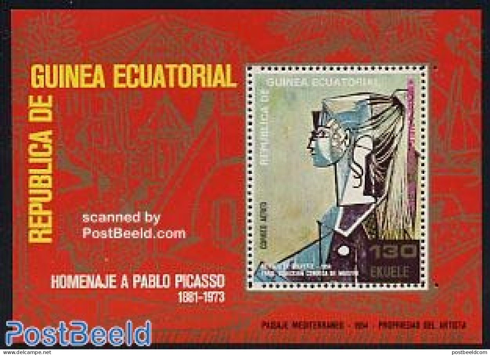 Equatorial Guinea 1974 Picasso S/s, Mint NH, Art - Modern Art (1850-present) - Pablo Picasso - Guinée Equatoriale