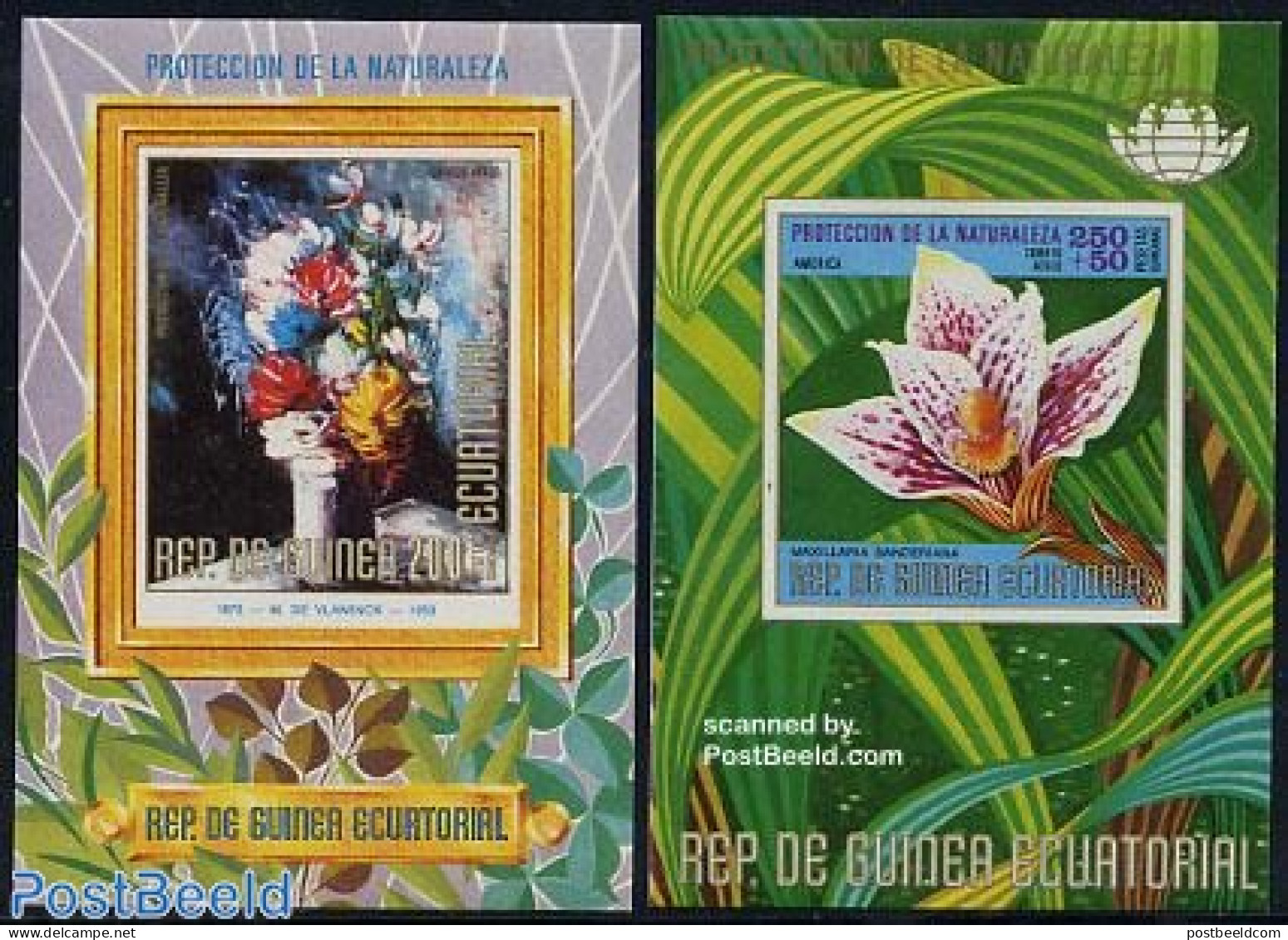 Equatorial Guinea 1974 American Flowers 2 S/s Imperforated, Mint NH, Nature - Flowers & Plants - Equatoriaal Guinea