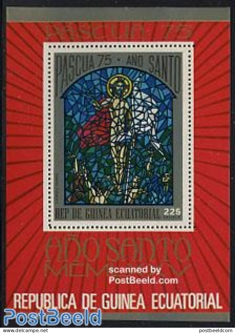 Equatorial Guinea 1975 Easter S/s, Mint NH, Religion - Religion - Art - Stained Glass And Windows - Glas & Fenster