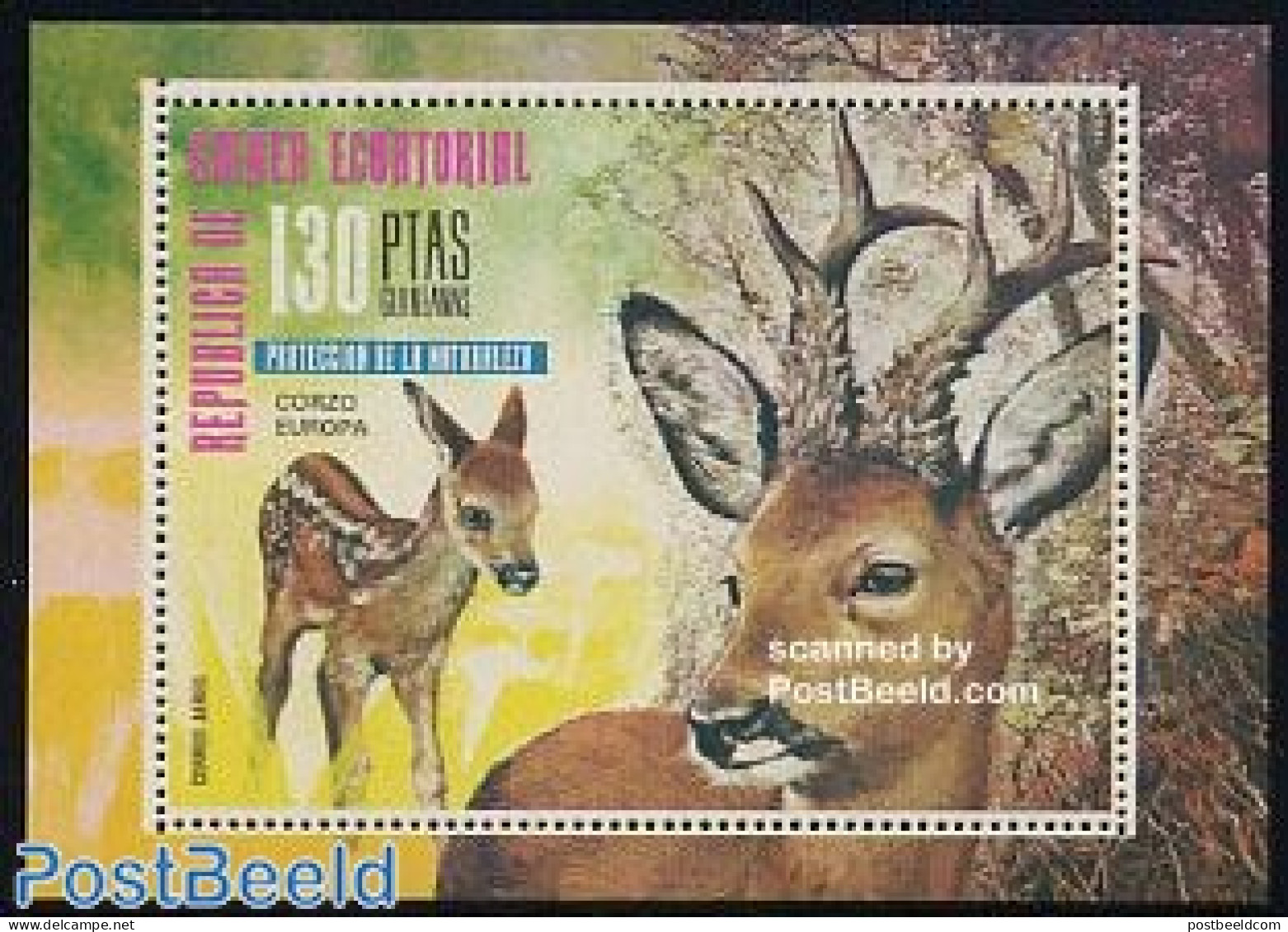 Equatorial Guinea 1976 Deers S/s, Mint NH, Nature - Animals (others & Mixed) - Deer - Equatorial Guinea