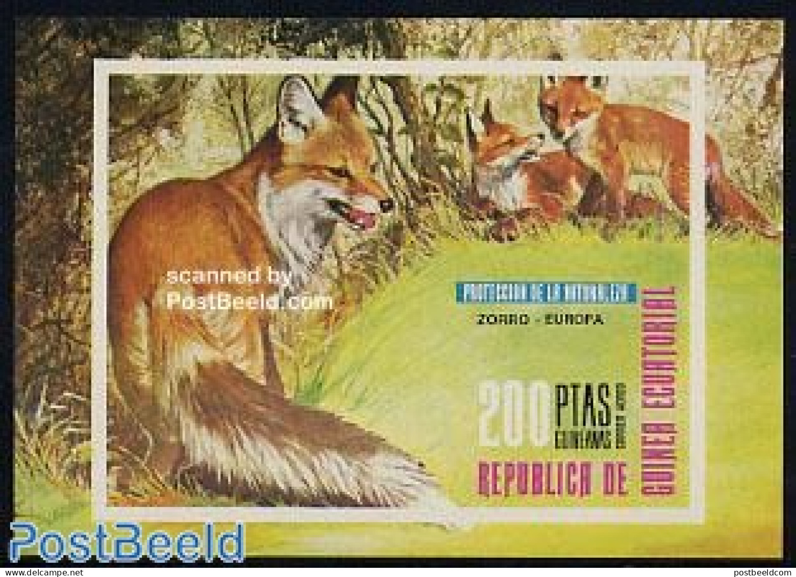 Equatorial Guinea 1976 Fox S/s, Mint NH, Nature - Animals (others & Mixed) - Guinée Equatoriale