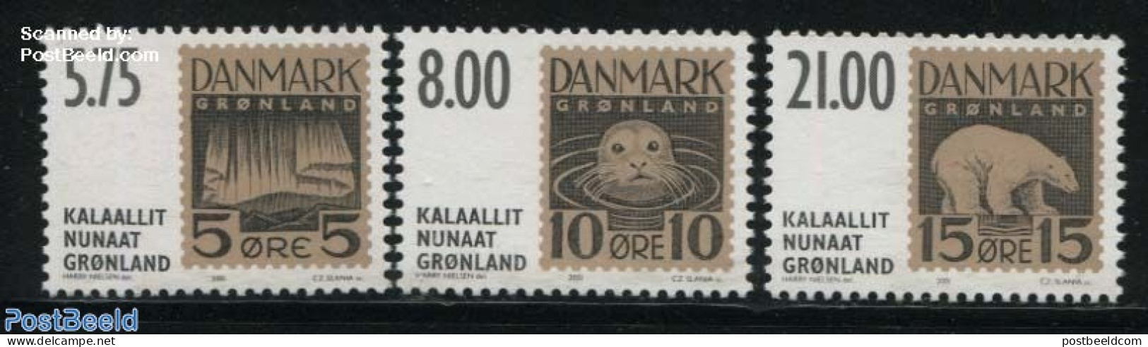 Greenland 2001 Never Issued Stamps 3v, Mint NH, Nature - Bears - Sea Mammals - Stamps On Stamps - Ungebraucht