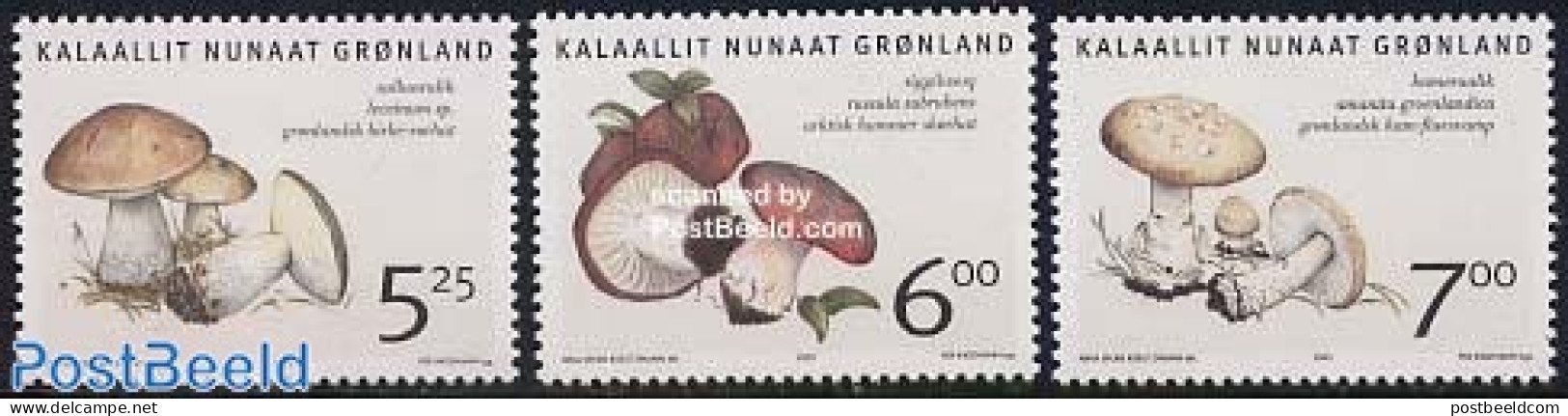 Greenland 2005 Mushrooms 3v, Mint NH, Nature - Mushrooms - Ongebruikt