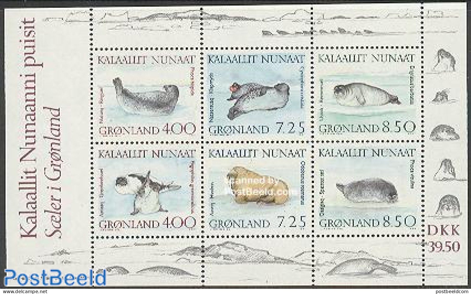 Greenland 1991 Seals S/s, Mint NH, Nature - Sea Mammals - Ungebraucht