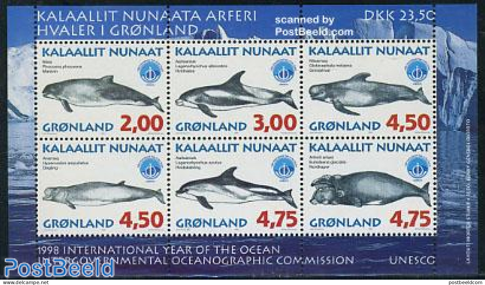 Greenland 1998 Whales S/s, Mint NH, Nature - Sea Mammals - Nuovi