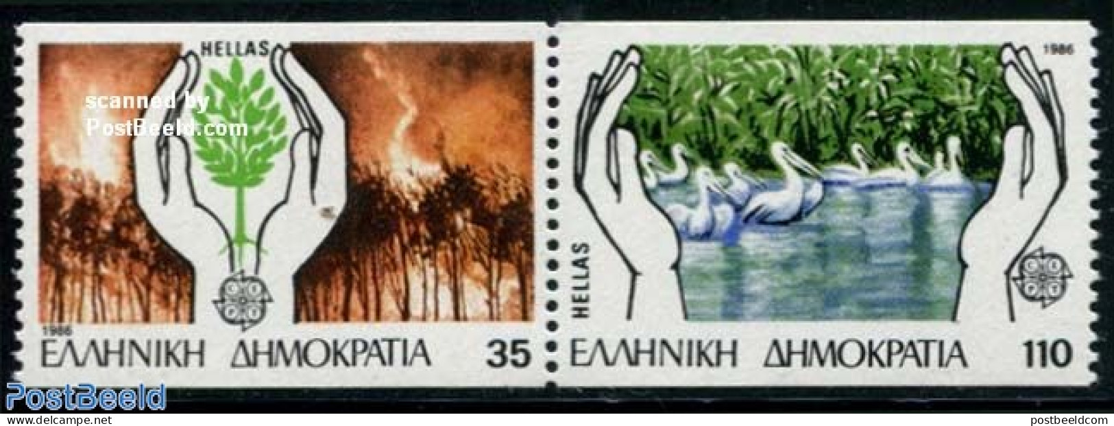 Greece 1986 Europa, Environment 2v From Booklet, Mint NH, History - Nature - Transport - Europa (cept) - Environment -.. - Neufs